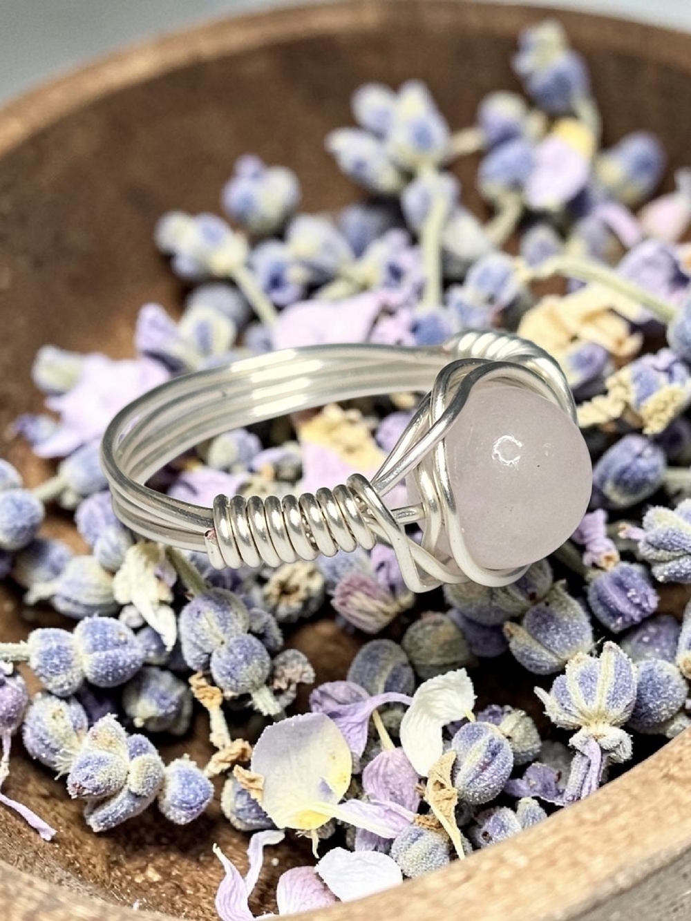 Goddess Of Love Aphrodite Rose Quartz Wire-Wrap Ring